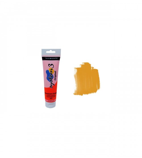 Daler Rowney System3 150 ml Akrilik Boya 653 Fluorescent Orange 