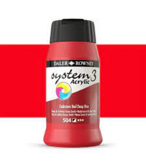 Daler Rowney System3 500 ml Akrilik Boya 504 Cadmium Red Deep Hue