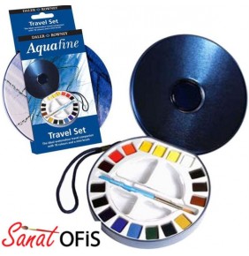 Daler Rowney Aquafine Travel Set 18 li Sulu Boya Metal Kutu