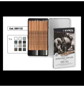 Lyra Rembrandt Polycolor Pencils Hi-Quality 12 Renk Gri Tonlar