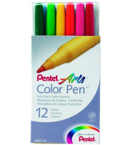 Pentel Colour Pen Keçeli kalem seti 12 renk