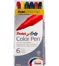Pentel Colour Pen Keçeli kalem seti 6 renk
